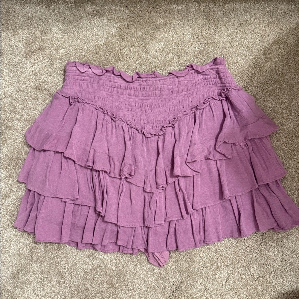 Boutique flowy skirt with built in shorts, size medium with stretchy waistband